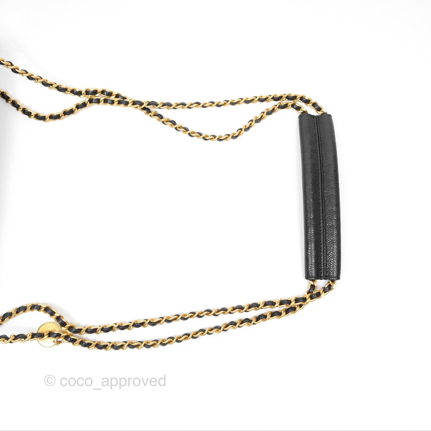 Chanel Chain Around Flap Bag Black Caviar Aged Gold Hardware 22B