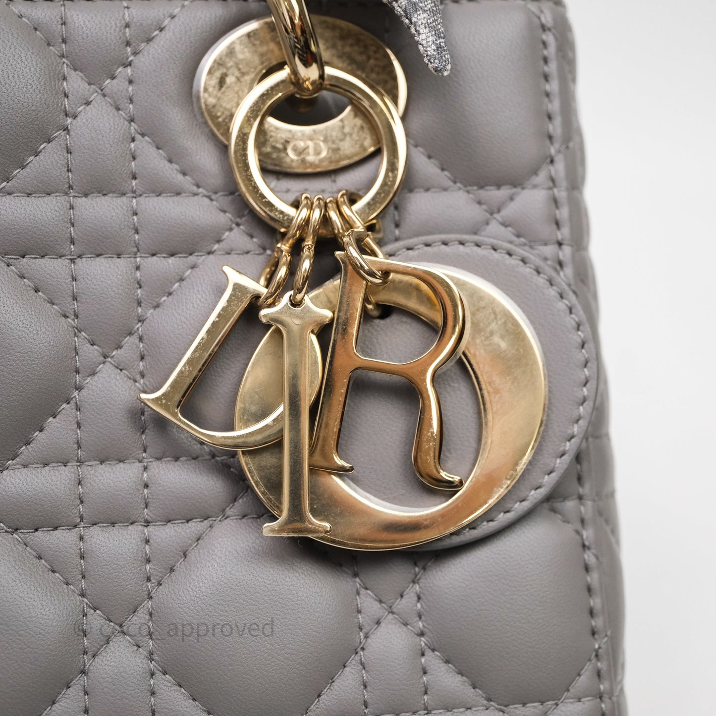 Christian Dior Small Lady Dior Grey Lambskin Gold Hardware
