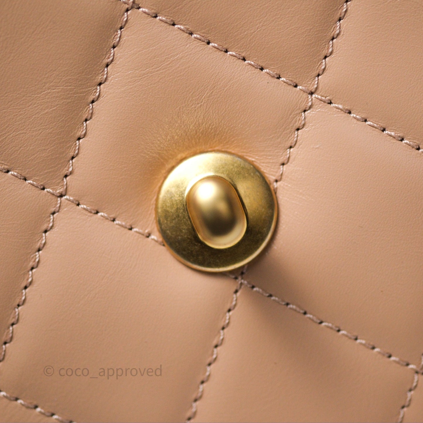 Chanel Quilted Small Perfect Fit Adjustable Beige Calfskin Gold Hardware 21A