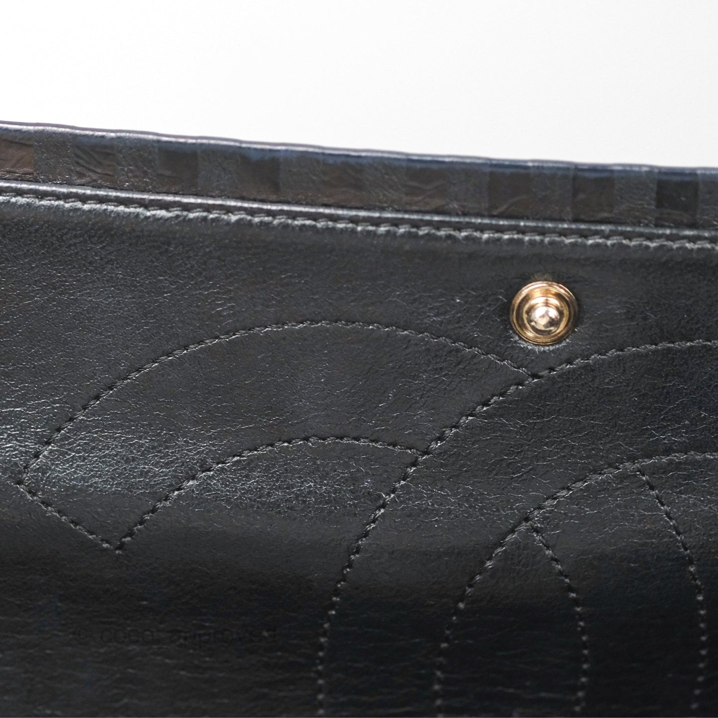 Chanel Reissue 227 Flap Quilted Calfskin Black Striped Dark Silver Hardware