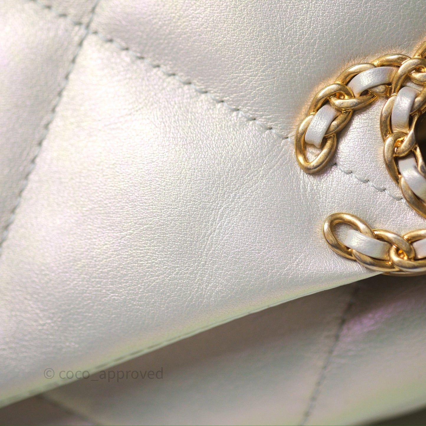 Chanel 19 Small Iridescent White Mixed Hardware