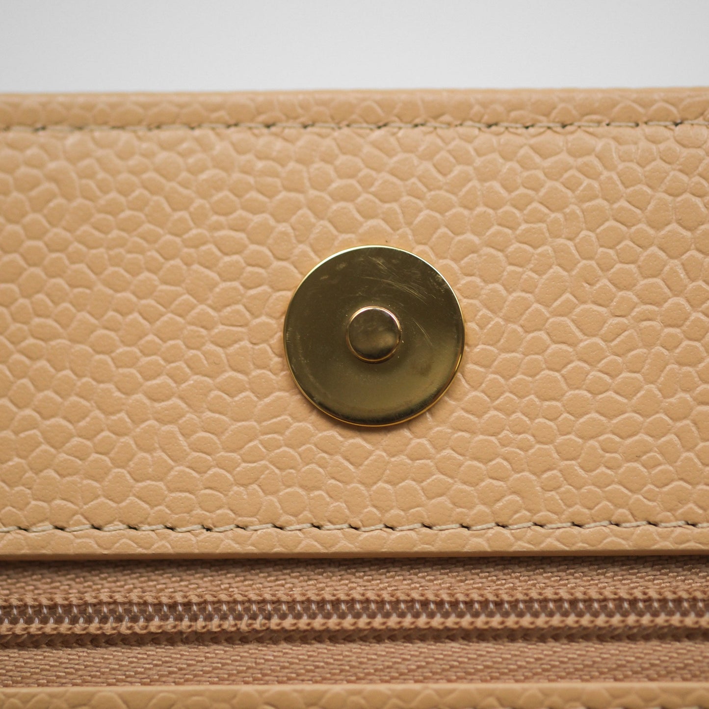 Chanel Quilted Classic Wallet on Chain WOC Beige Caviar Gold Hardware