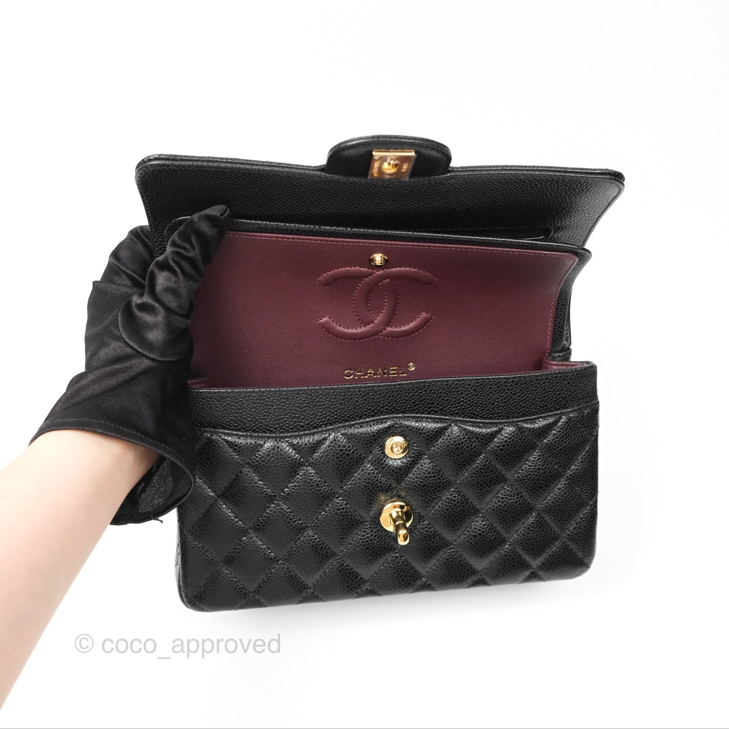Chanel Small Classic Flap Quilted Black Caviar Gold Hardware