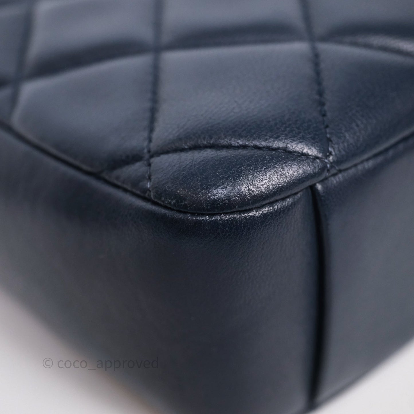 Chanel CC Camera Bag Quilted Navy Lambskin Aged Gold Hardware