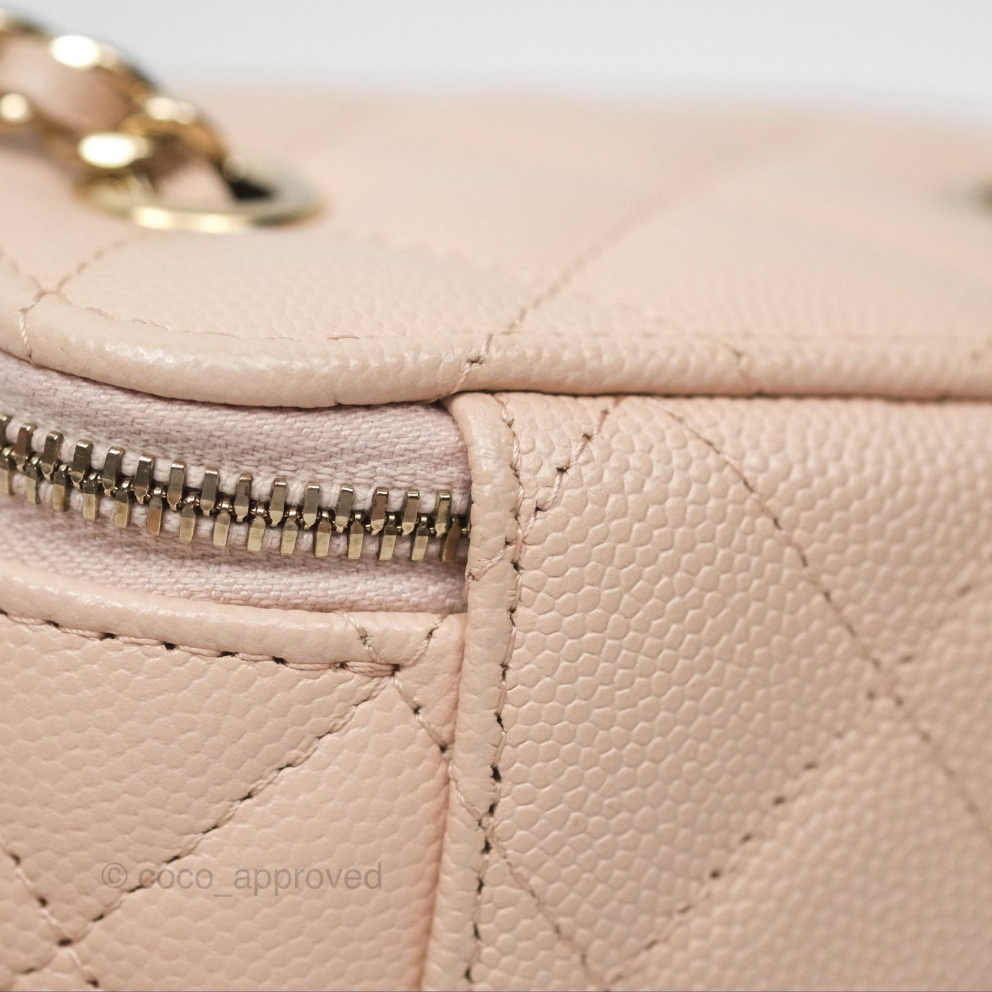 Chanel Mini Vanity With Chain Beige Pink Caviar Gold Hardware
