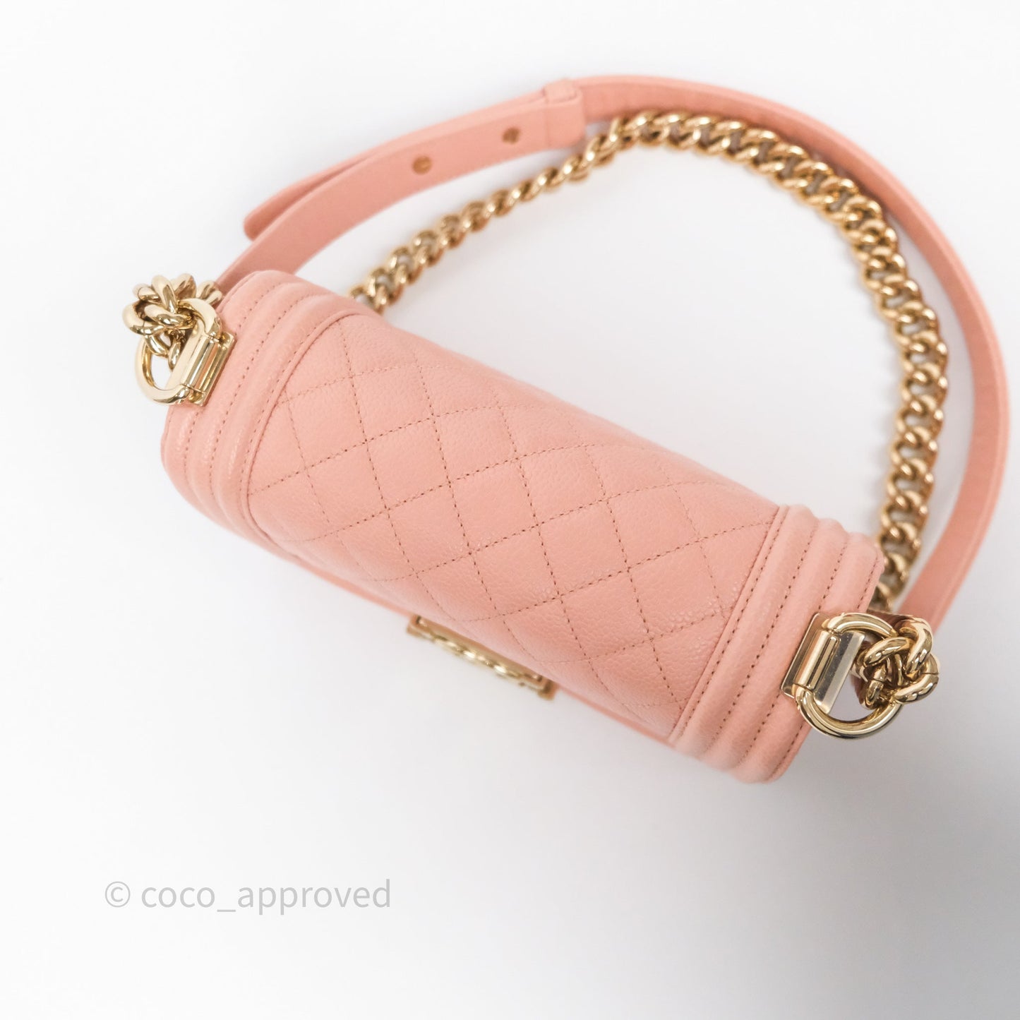 Chanel Small Boy Quilted Pink Caviar Gold Hardware
