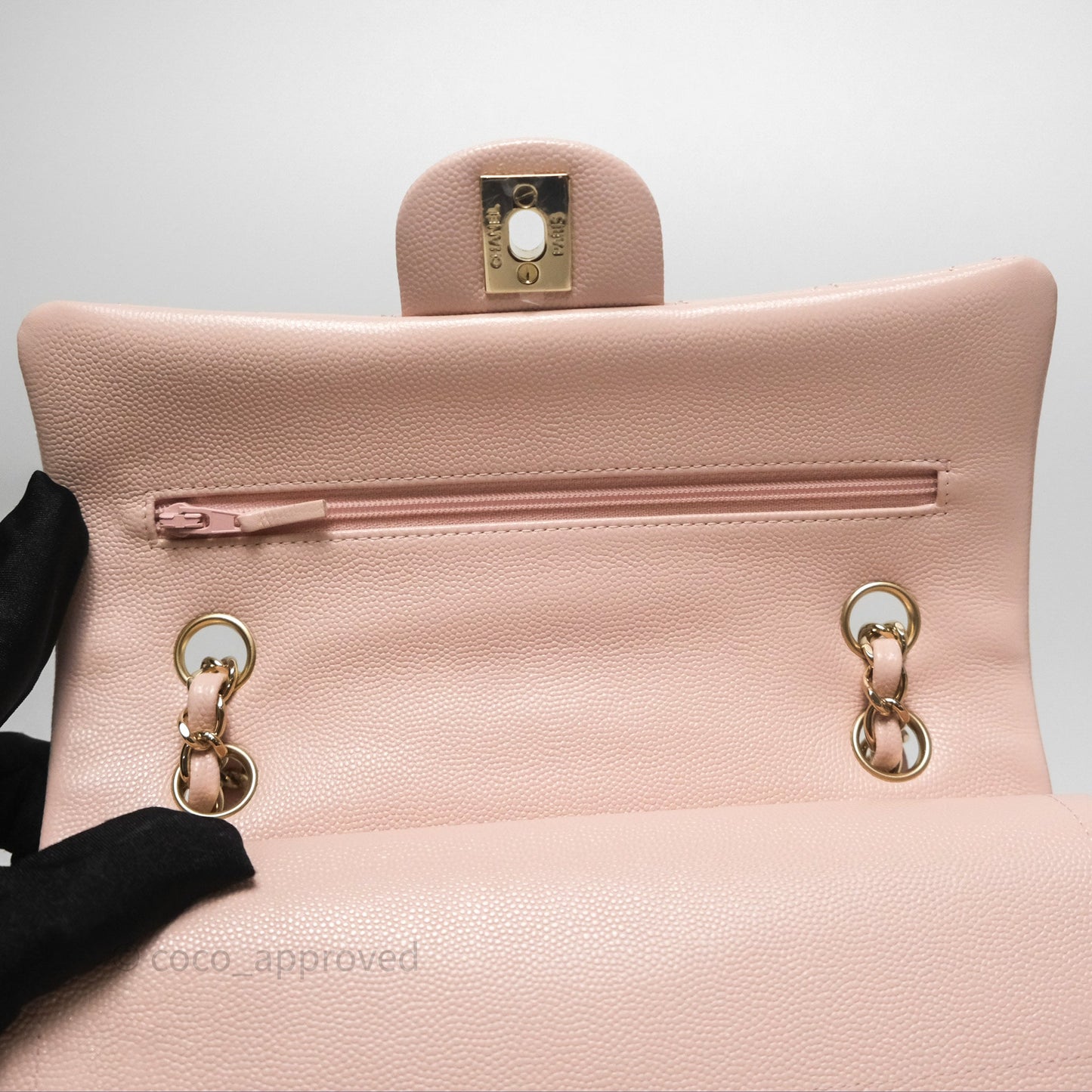 Chanel Small Classic Quilted Flap Pink Caviar Gold Hardware