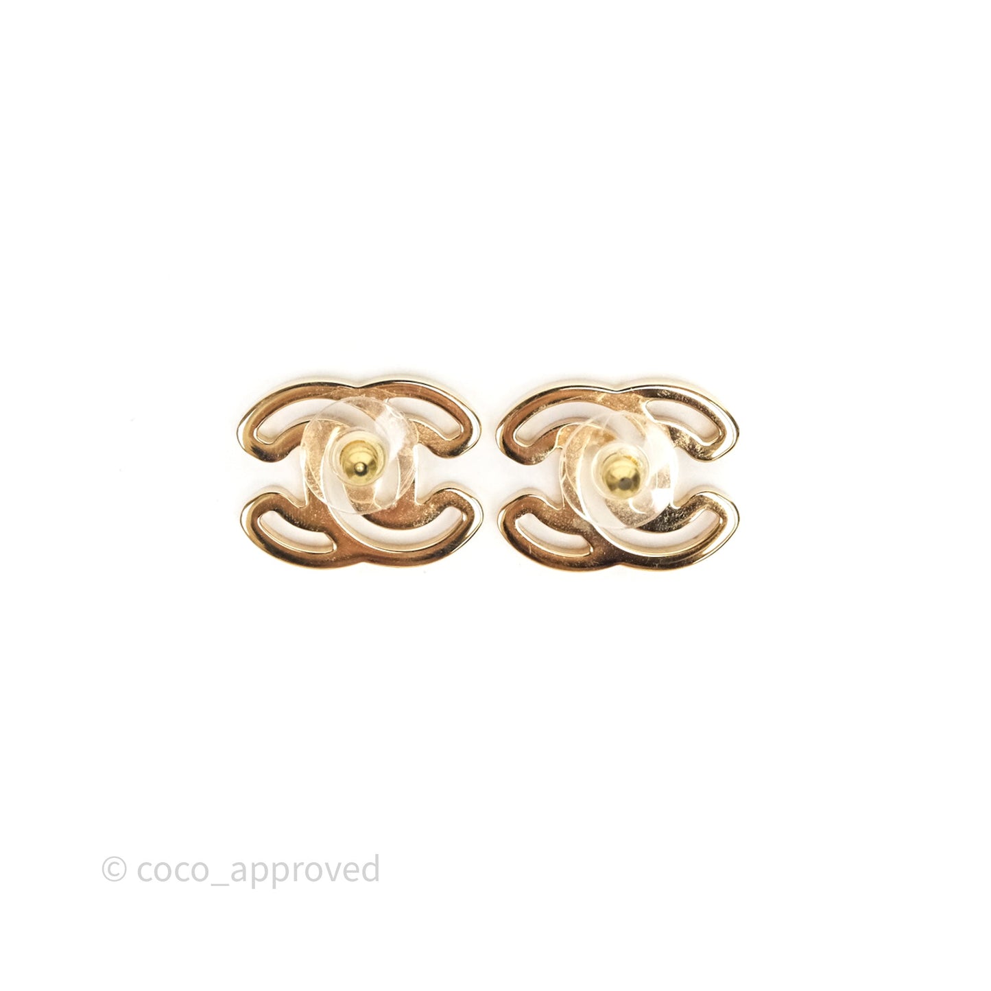 Chanel CC Black Resin Earrings Gold Tone 24A