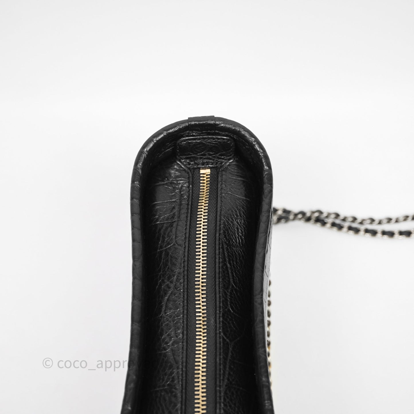 Chanel Crocodile Embossed Calfskin Small Gabrielle Cocodile Hobo Black