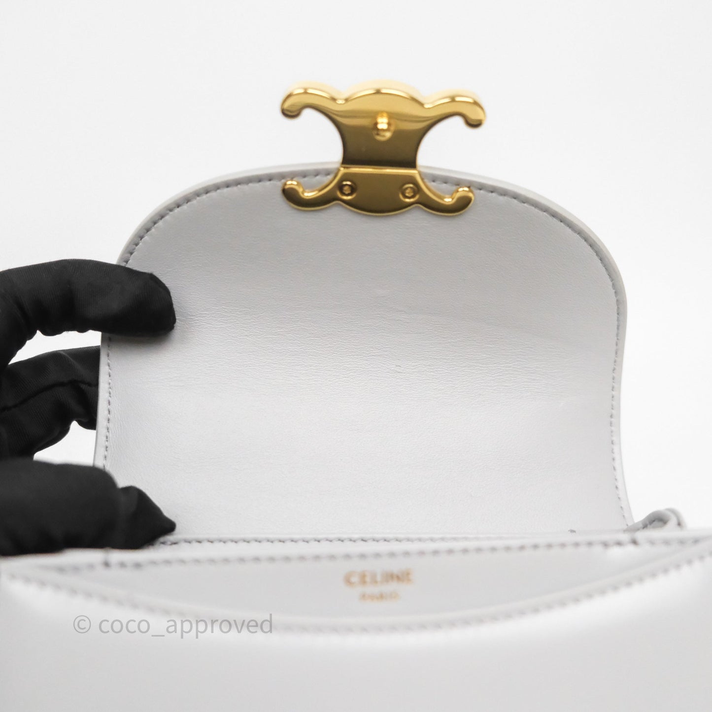 Celine Mini Besace Clea in Shiny Calfskin Grey