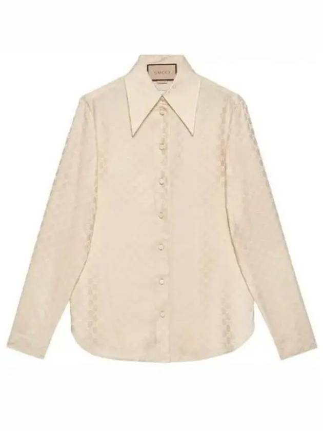 Luxury Gucci Trending 2025 GG Supreme Jacquard Silk Shirt Beige