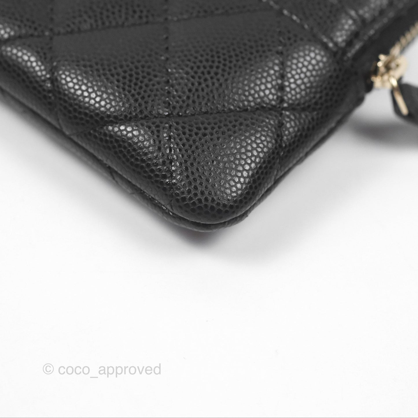 Chanel Quilted Classic Zip Card Holder Wallet Black Caviar Gold Hardware