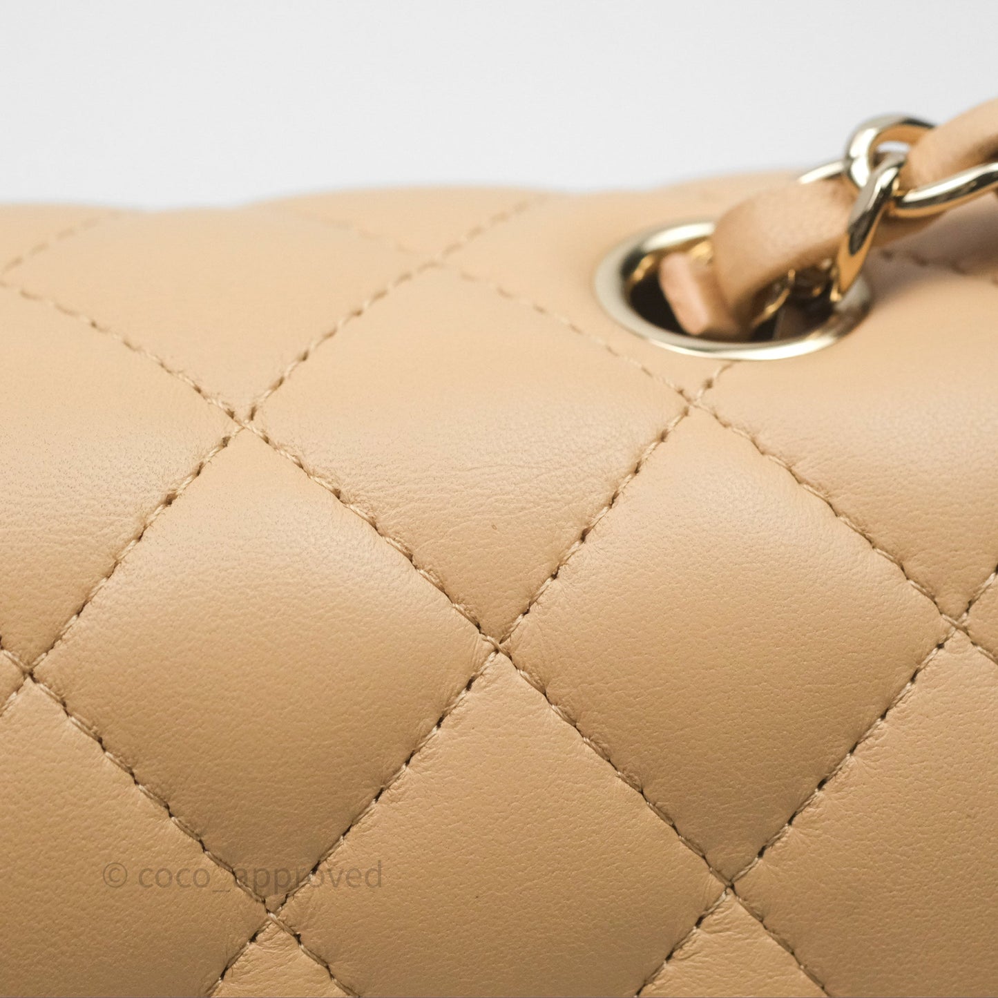 Chanel Mini Rectangular Quilted Beige Lambskin Gold Hardware