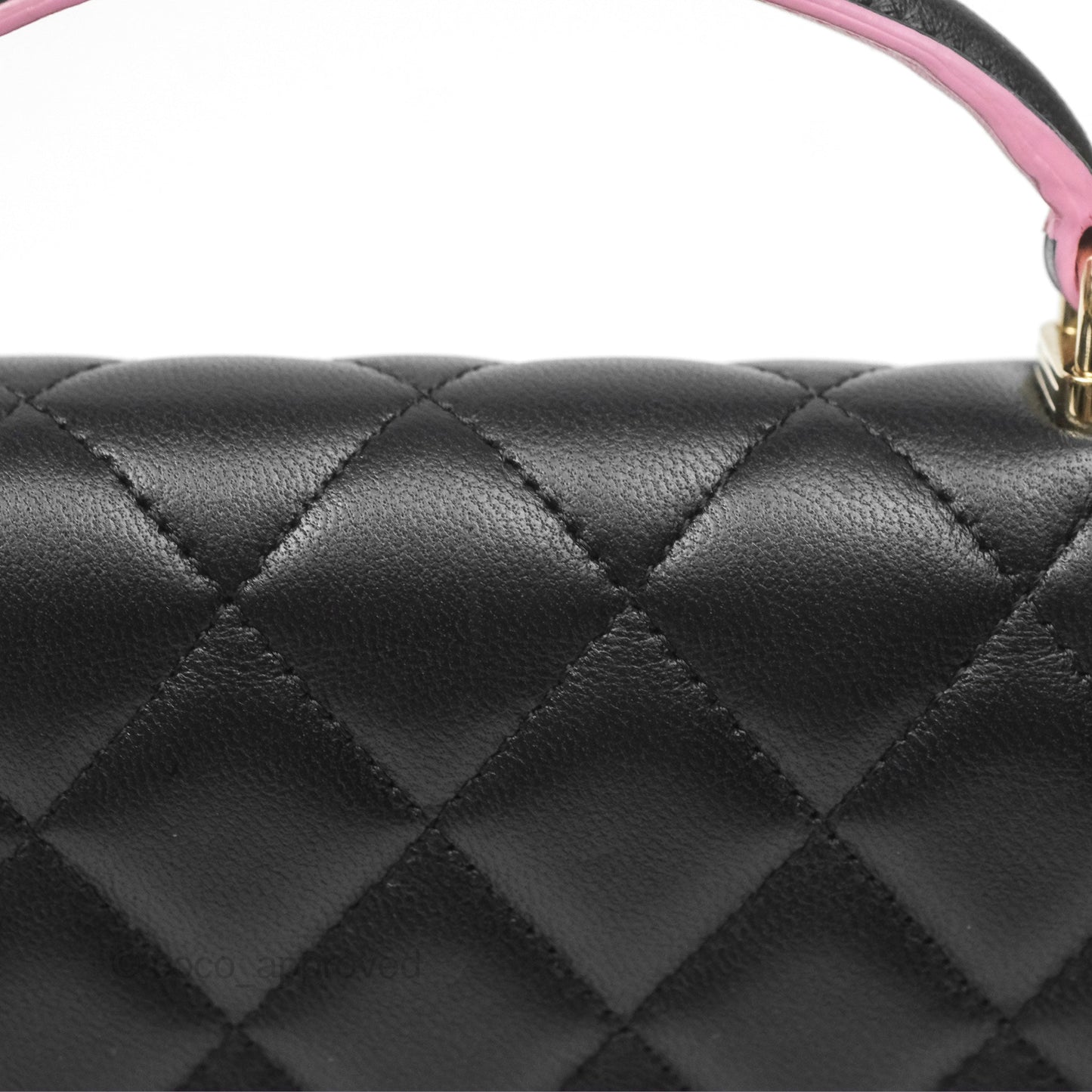 Chanel Top Handle Mini WOC Phone Holder Black/Pink Lambskin Gold Hardware 23P