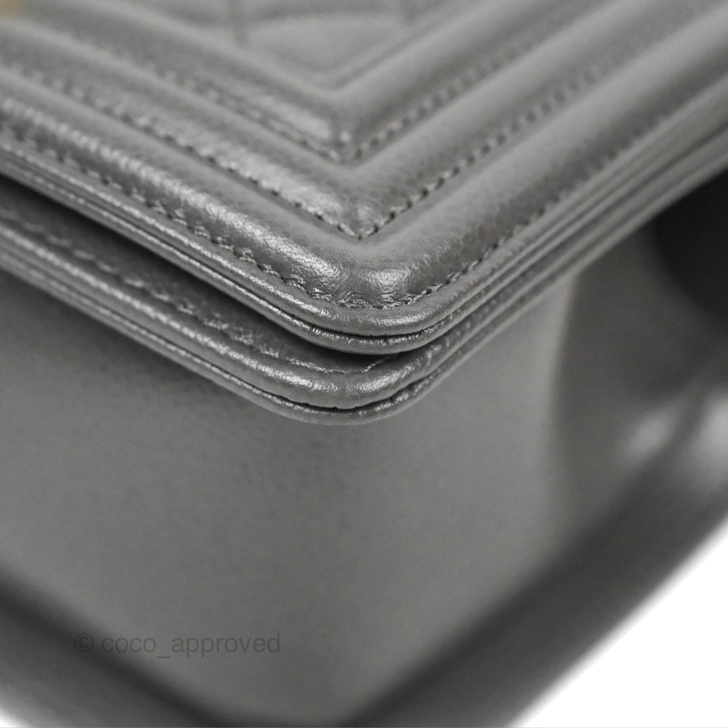Chanel Small Boy Dark Grey Caviar Aged Gold Hardware