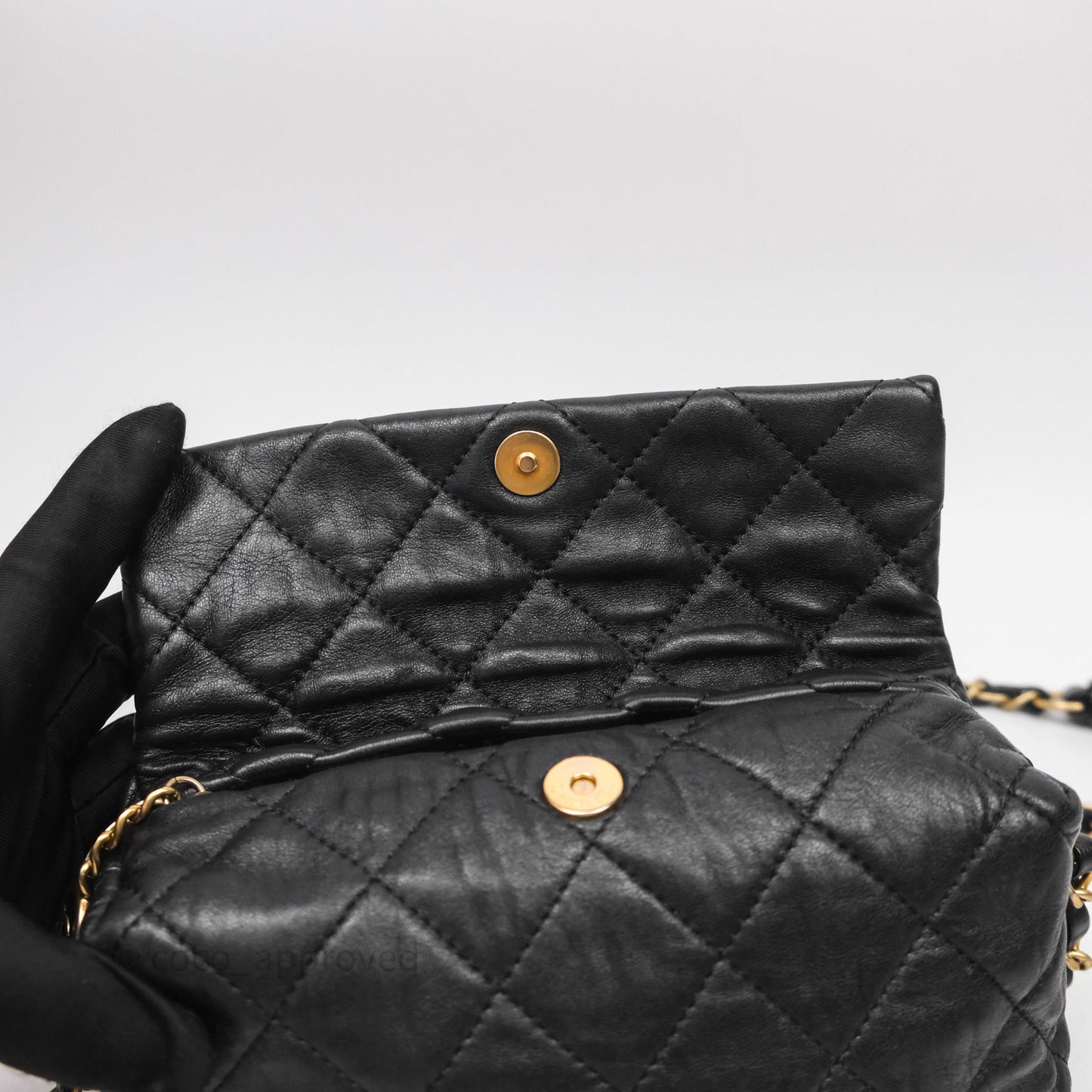 Chanel Small Hobo Bag Crumpled Black Lambskin Aged Gold Hardware