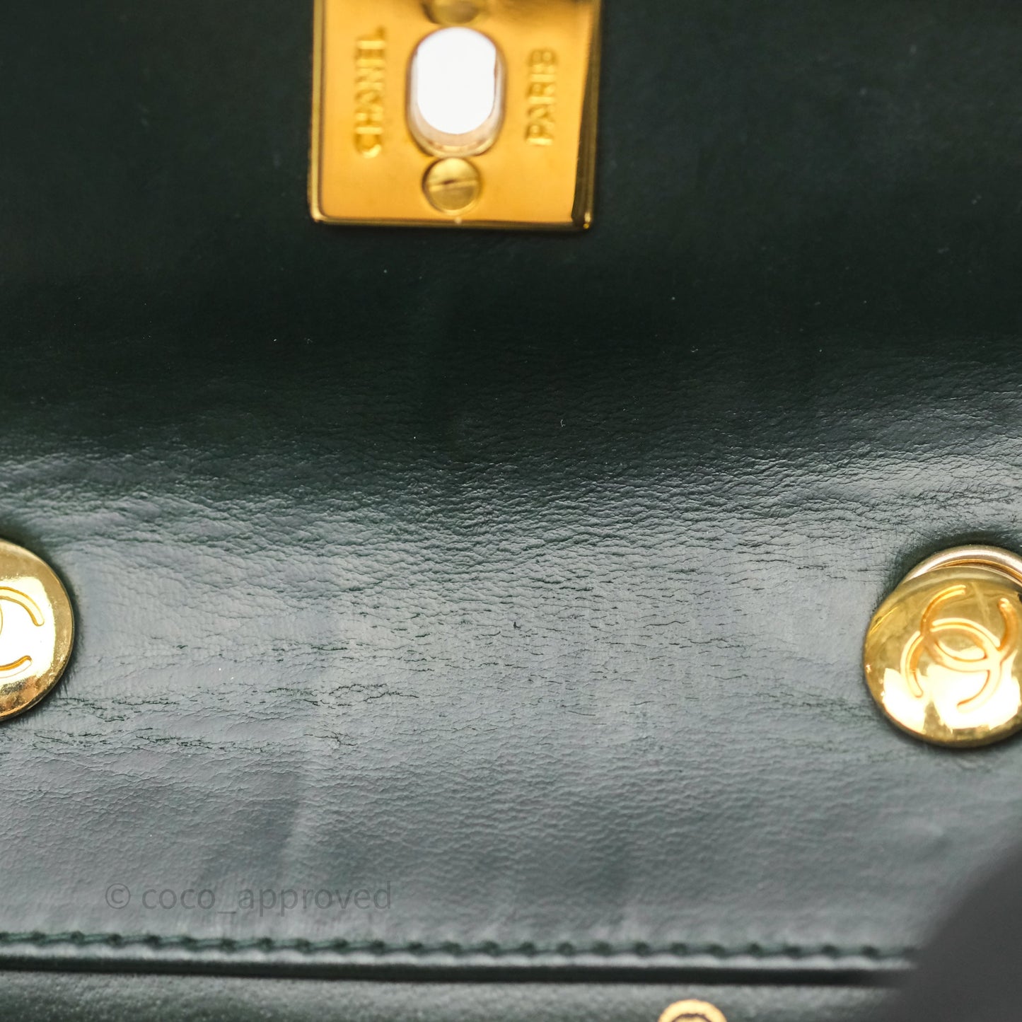 Chanel Vintage Mini Flap Bag Dark Green Lambskin Gold Hardware
