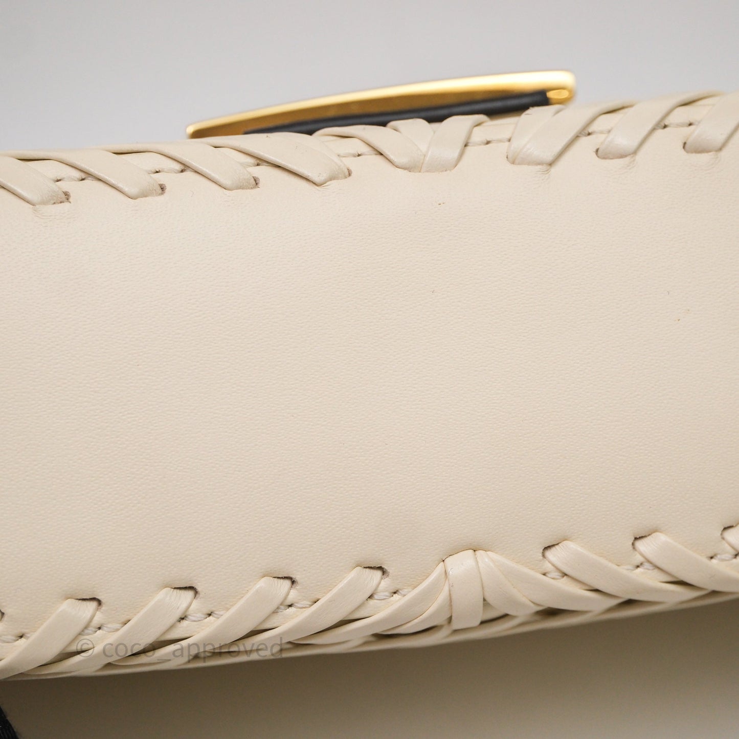 Fendi Braided Leather Baguette Bag Ivory Gold Hardware