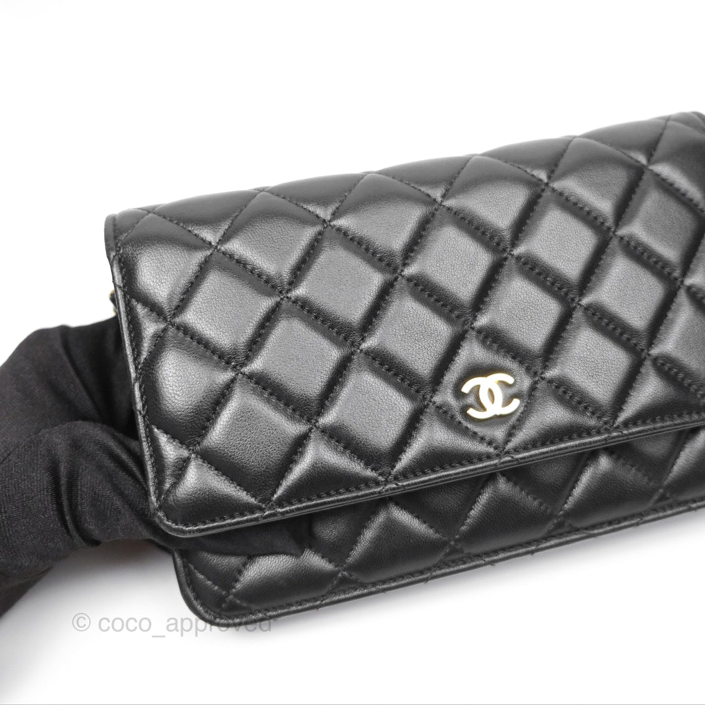 Chanel Quilted Classic WOC Black Lambskin Gold Hardware