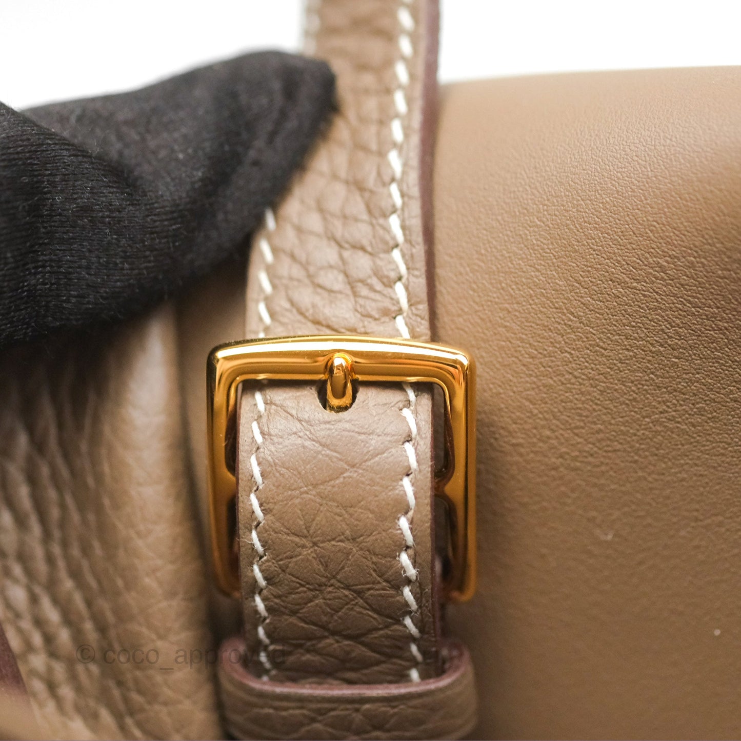 Hermès Halzan 31 Etoupe Clemence Gold Hardware