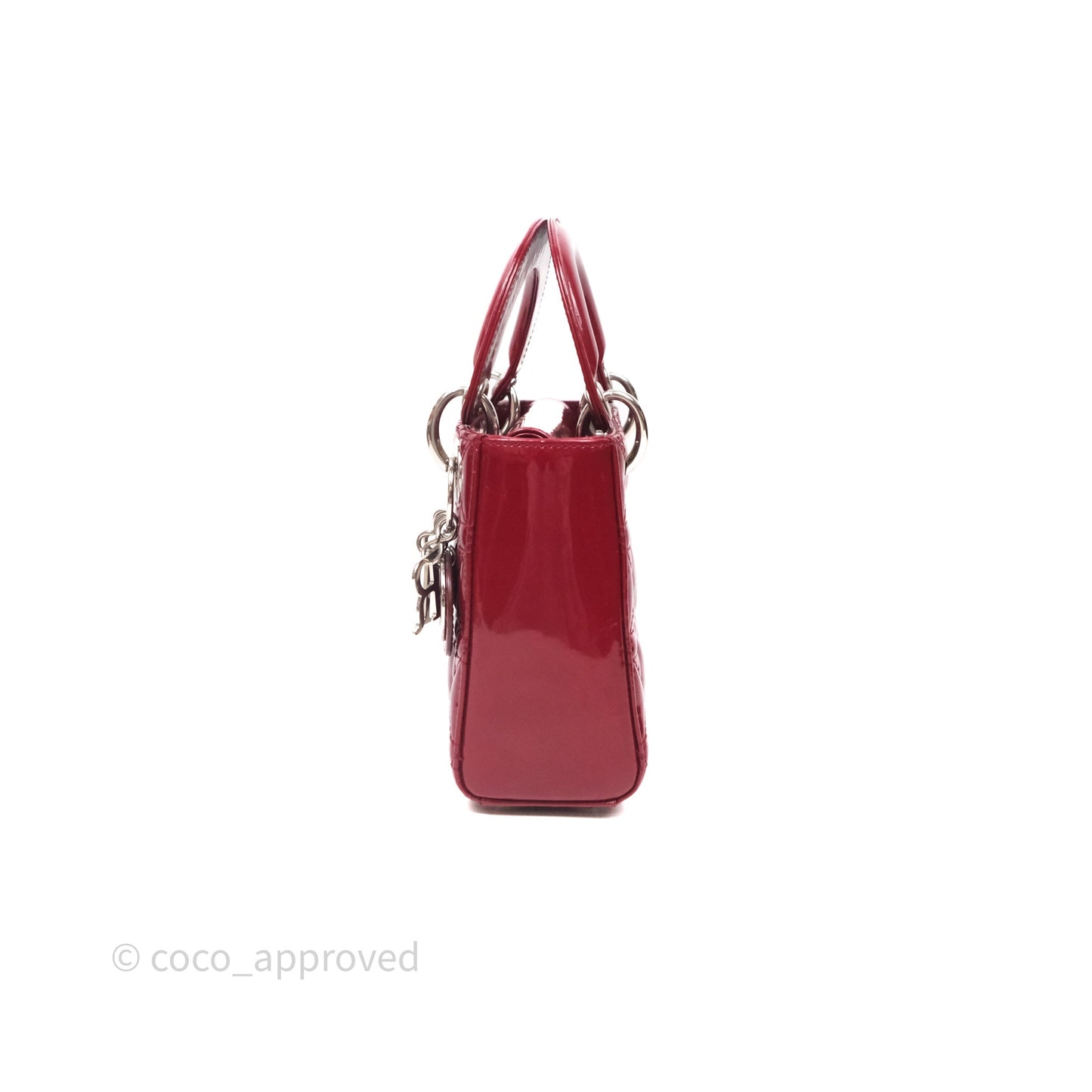 Christian Dior Mini Lady Dior Red Patent Cannage Silver Hardware