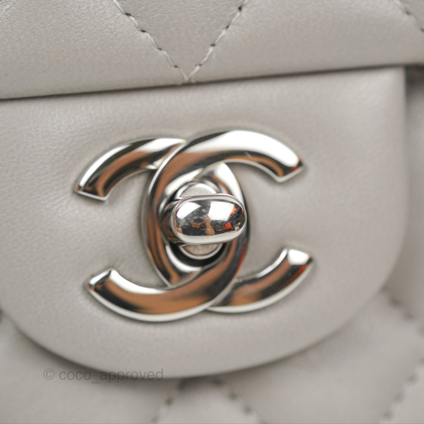 Chanel Quilted Mini Rectangular Grey Lambskin Silver Hardware