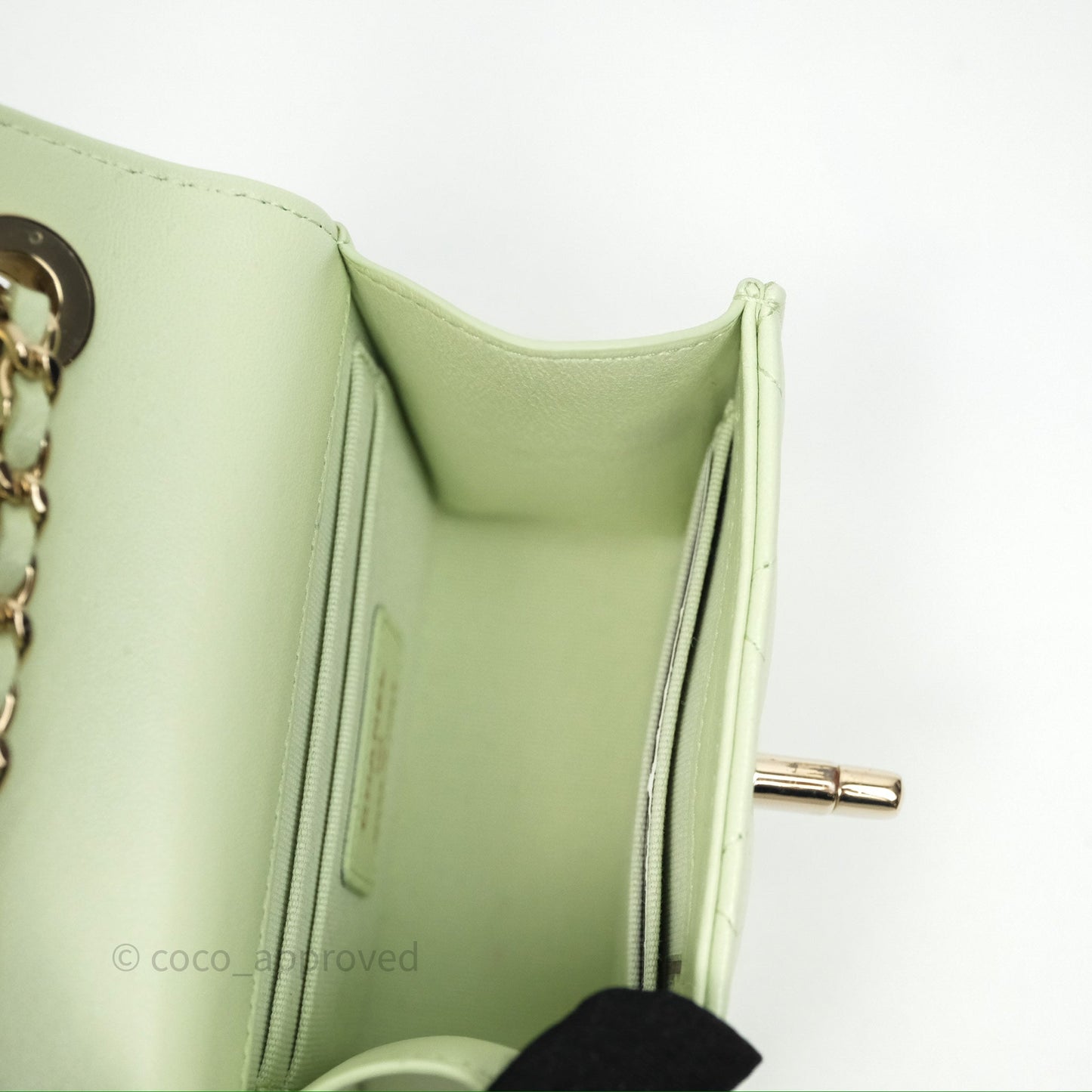 Chanel Mini Quilted Trendy CC Clutch With Chain Green Lambskin Gold Hardware