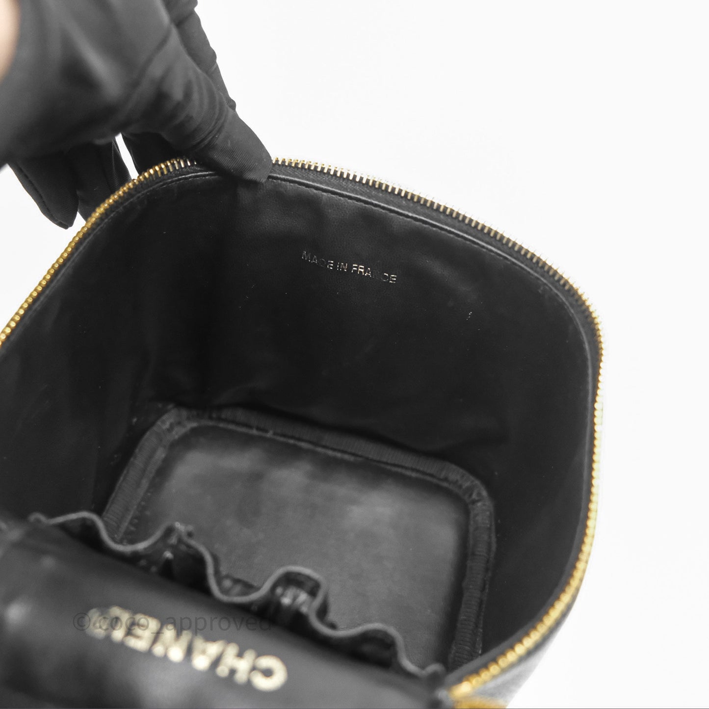 Chanel Vintage Vanity Case Black Caviar Gold Hardware
