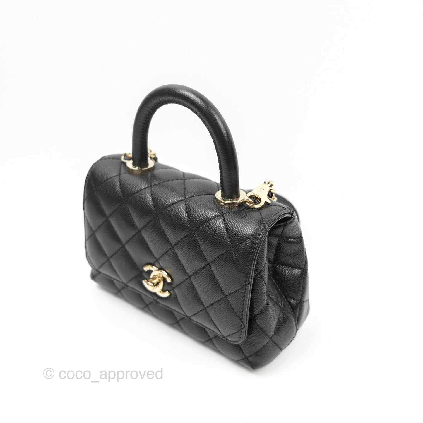 Chanel Mini Coco Handle Quilted Black Caviar Gold Hardware