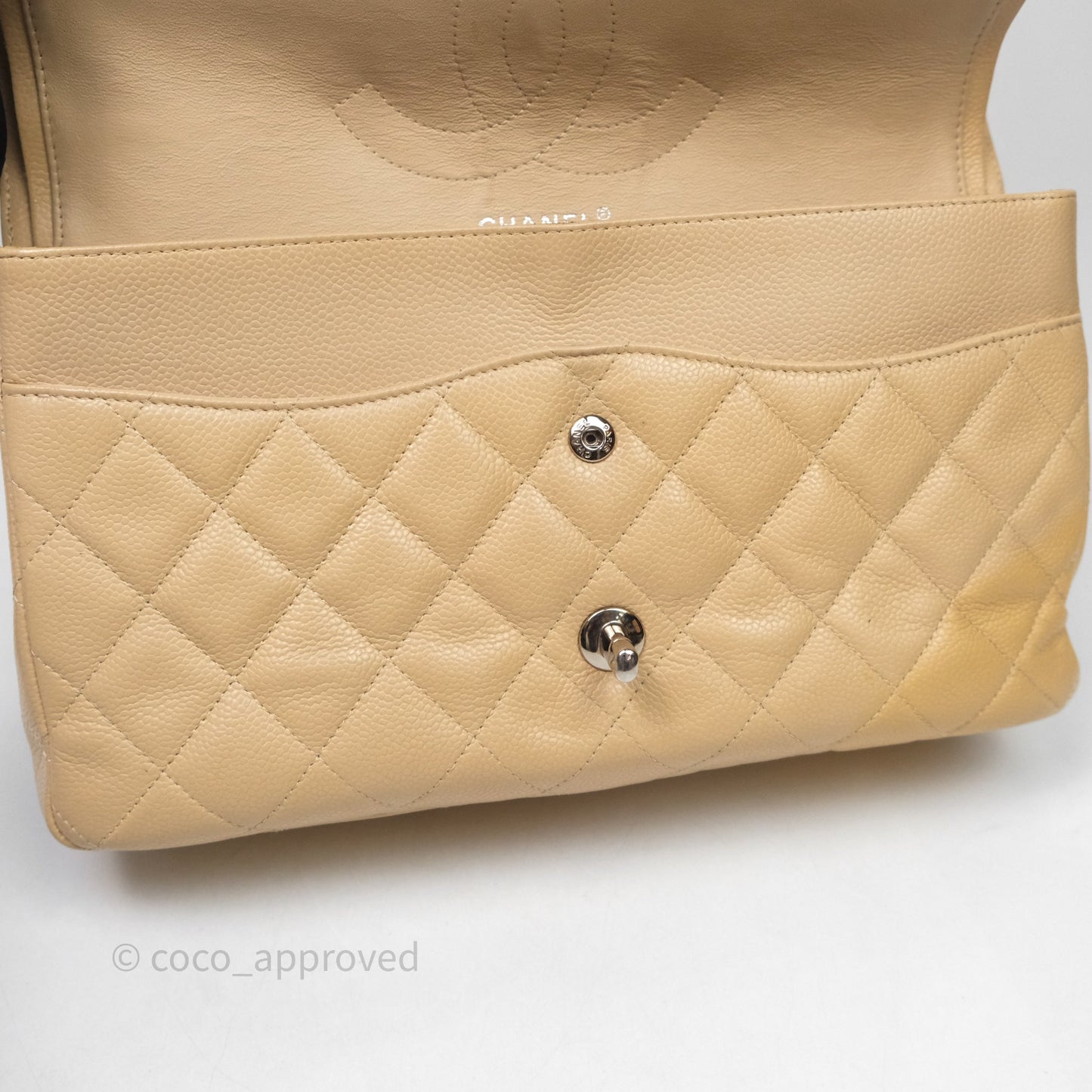 Chanel Jumbo Double Flap Beige Caviar Silver Hardware⁣⁣