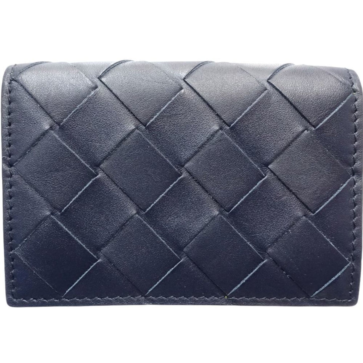 Luxury Bottega Veneta Intrecciato Navy yellow Intrecciato Wallet (Tri-Fold) ()