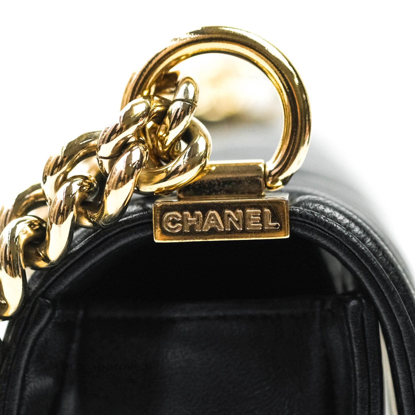 Chanel Small Boy Chevron Black Lambskin Gold Hardware