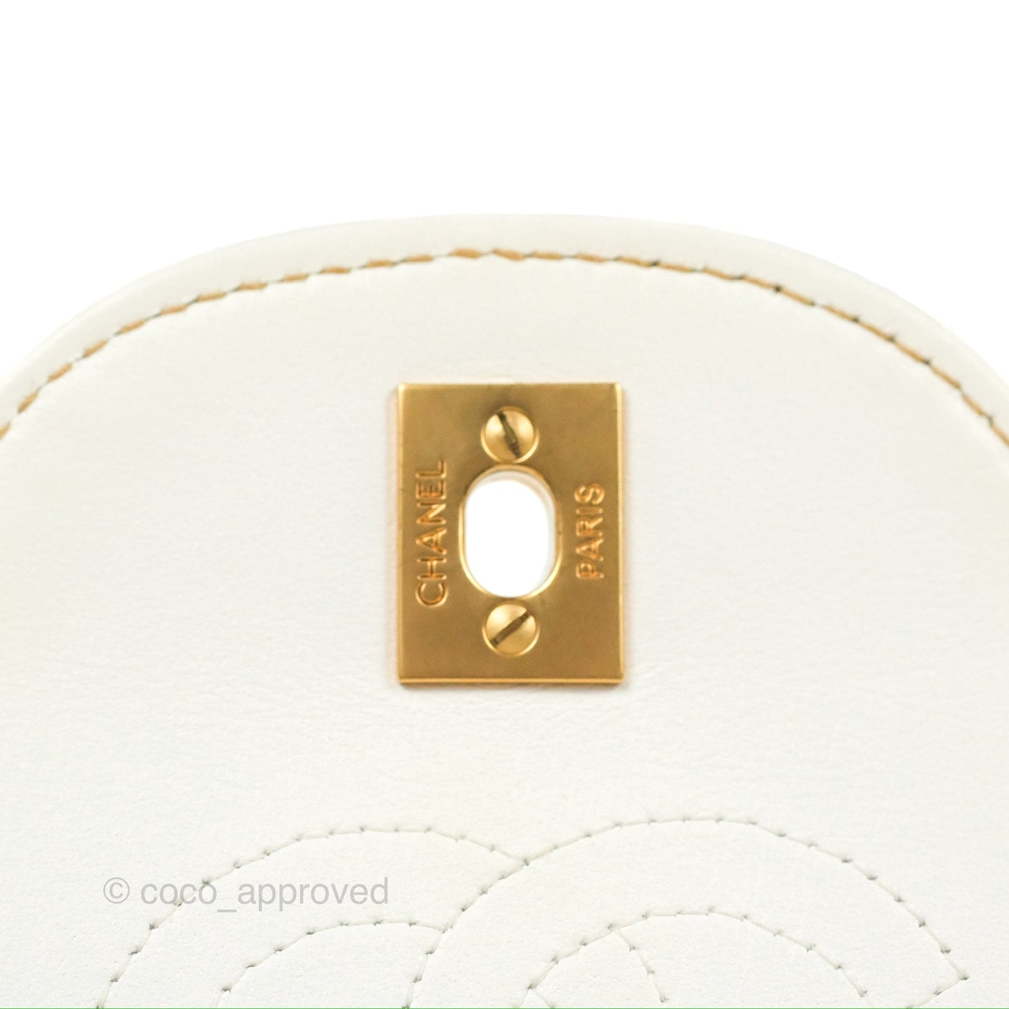 Chanel Small Tweed Flap Bag White Aged Gold Hardware