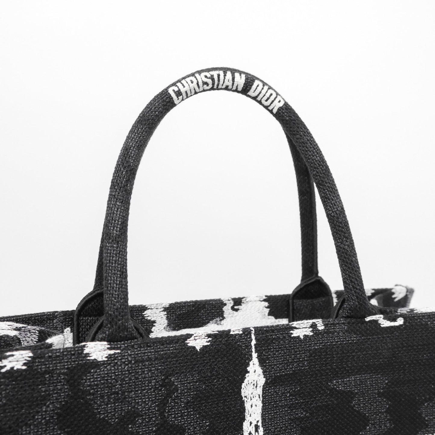 Dior Medium Book Tote Paris Embroidered Black White