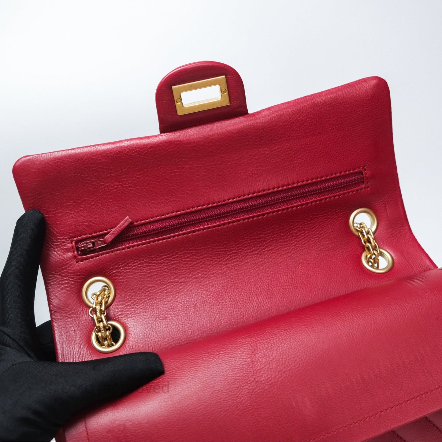 Chanel Reissue 225 Chevron Red Aged Calfskin Aged Gold Hardware