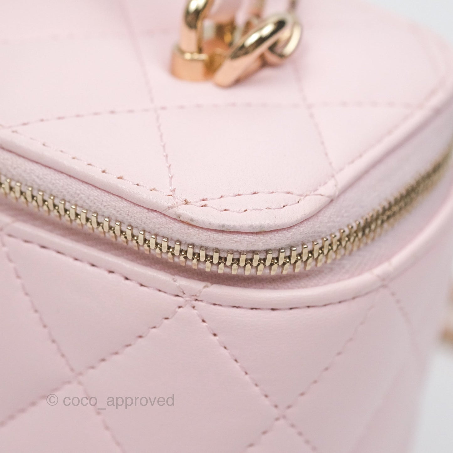 Chanel Vanity Rectangular Top Handle Light Pink Lambskin Gold Hardware