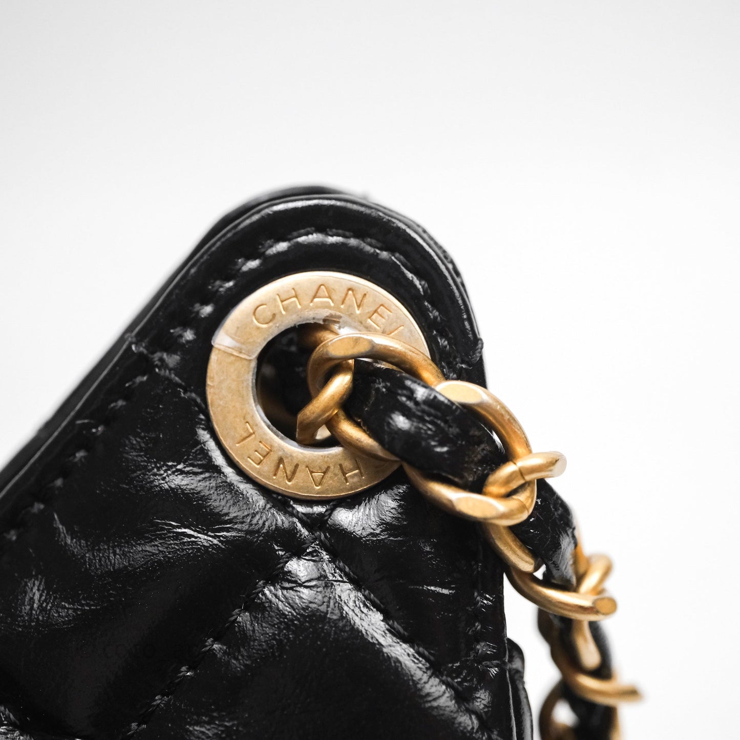 Chanel Small Wavy CC Hobo Black Shiny Crumpled Calfskin Aged Gold Hardware 23C
