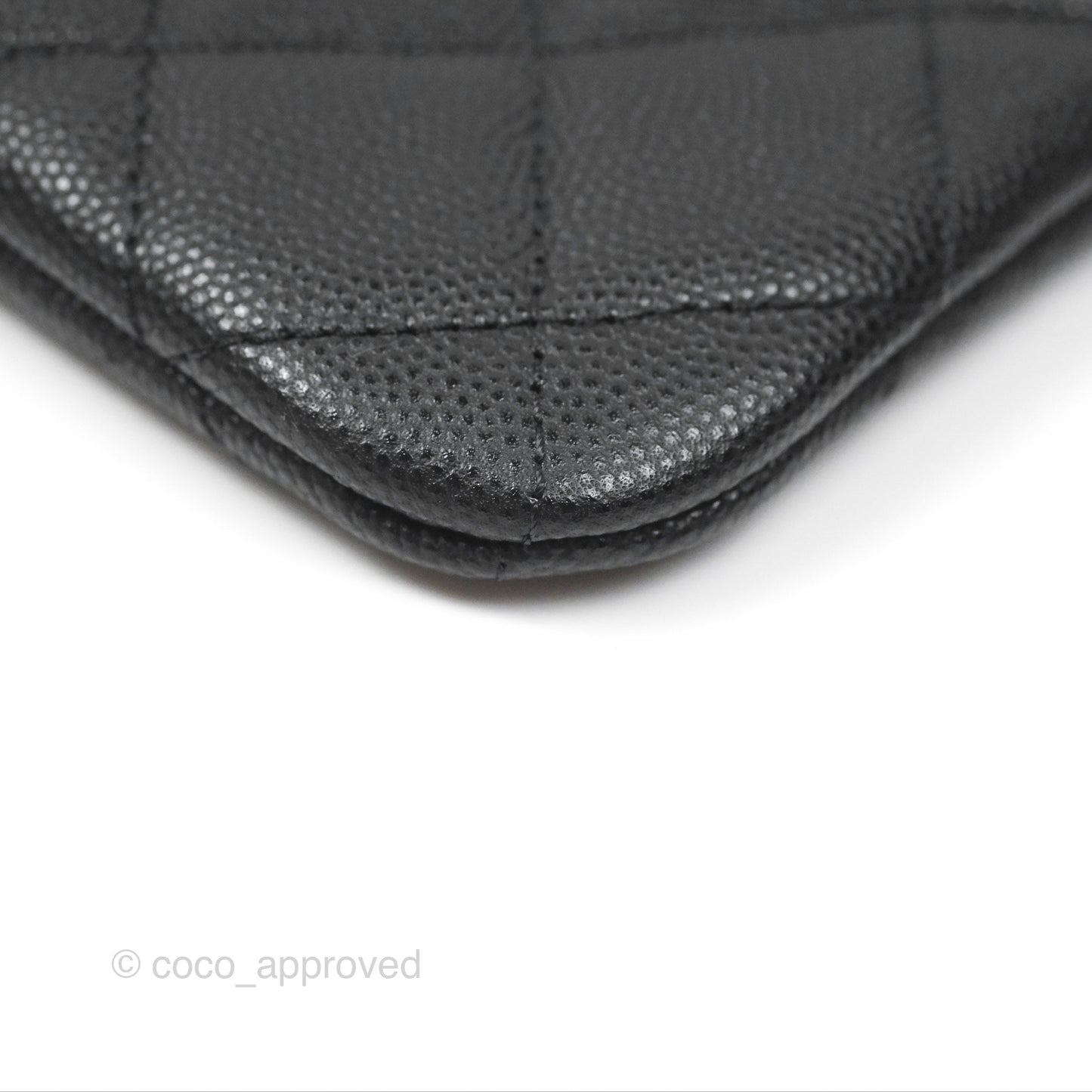 Chanel Medium Quilted O Case Black Caviar Silver Hardware