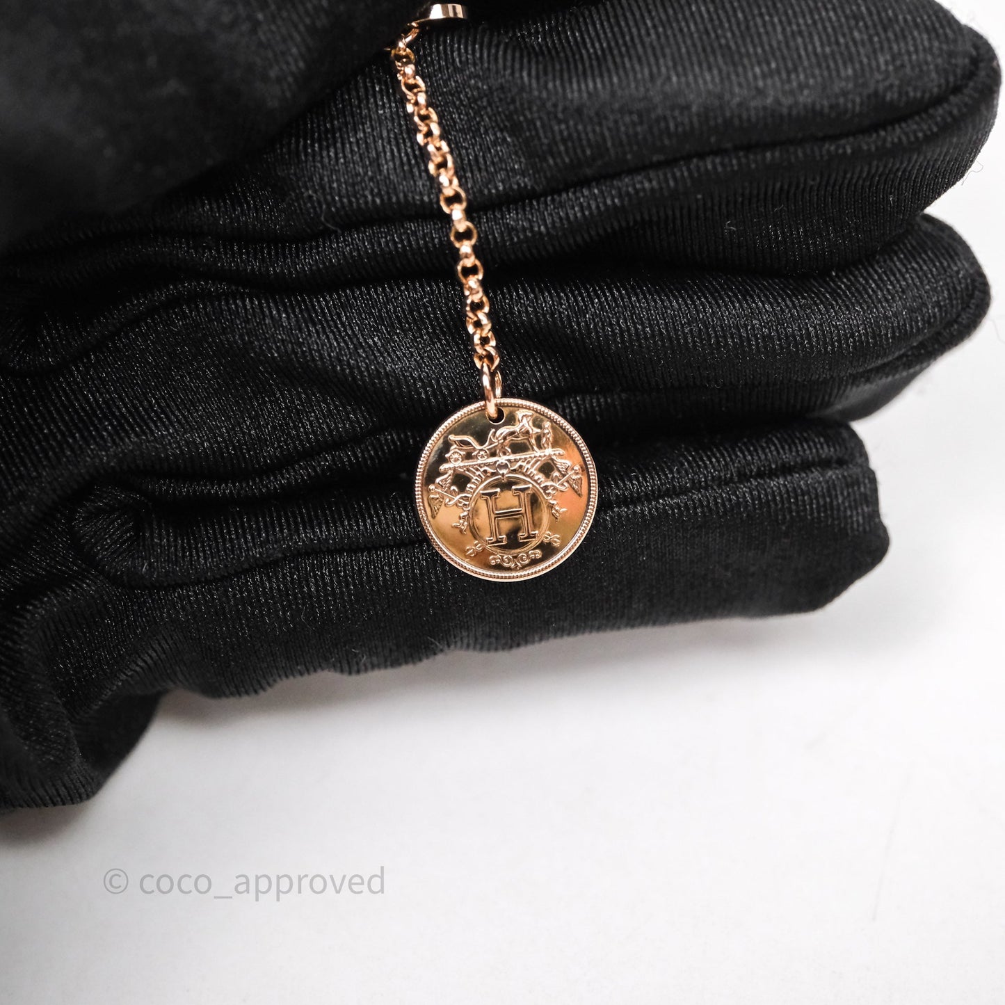 Hermes Ex-Libris Pendant Necklace Diamond Rose Gold Hardware
