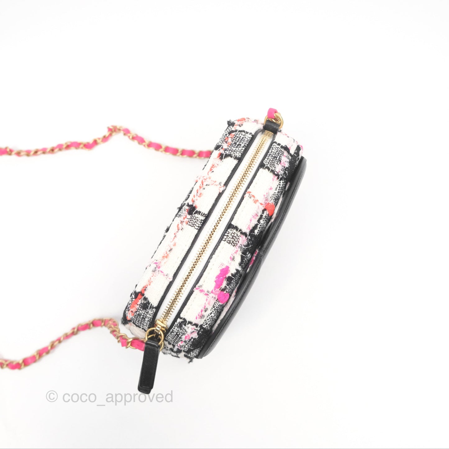 Chanel Coco Midnight Camera Case Black White Pink Tweed 20S