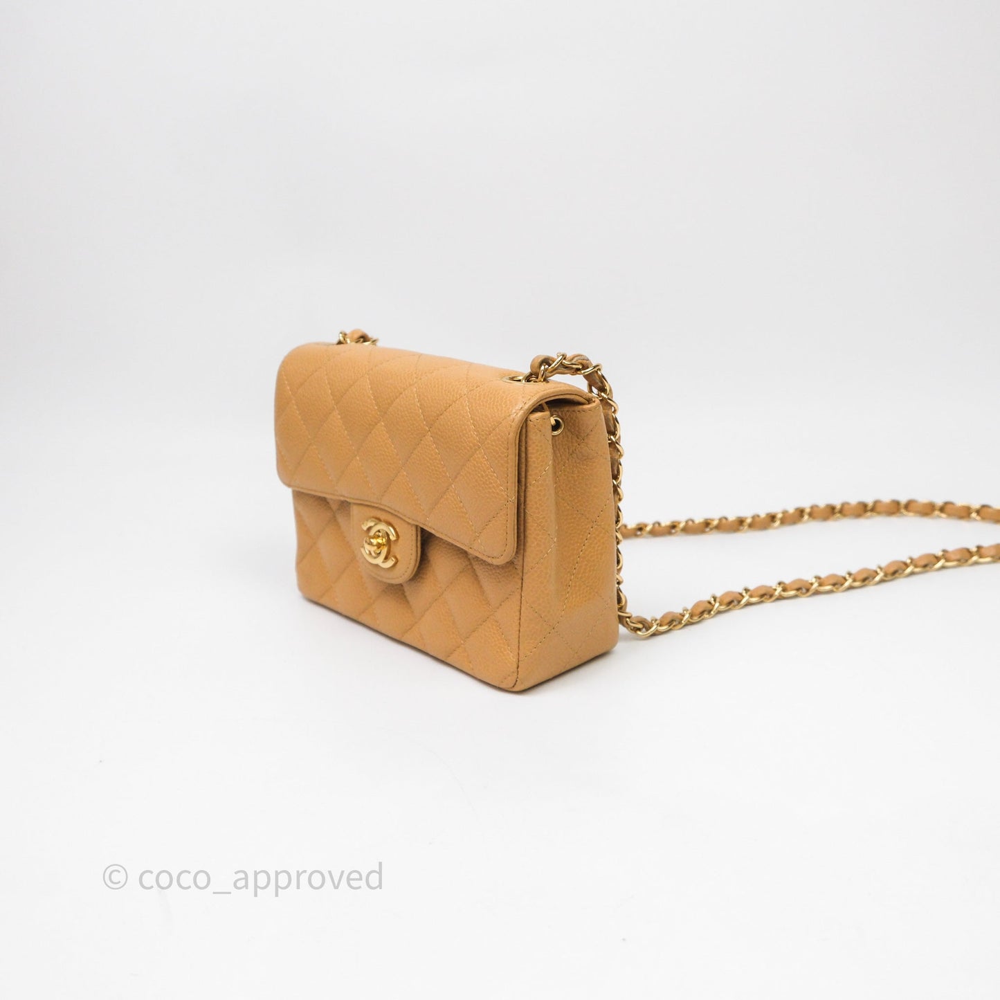 Chanel Vintage Mini Square Beige Caviar Gold Hardware