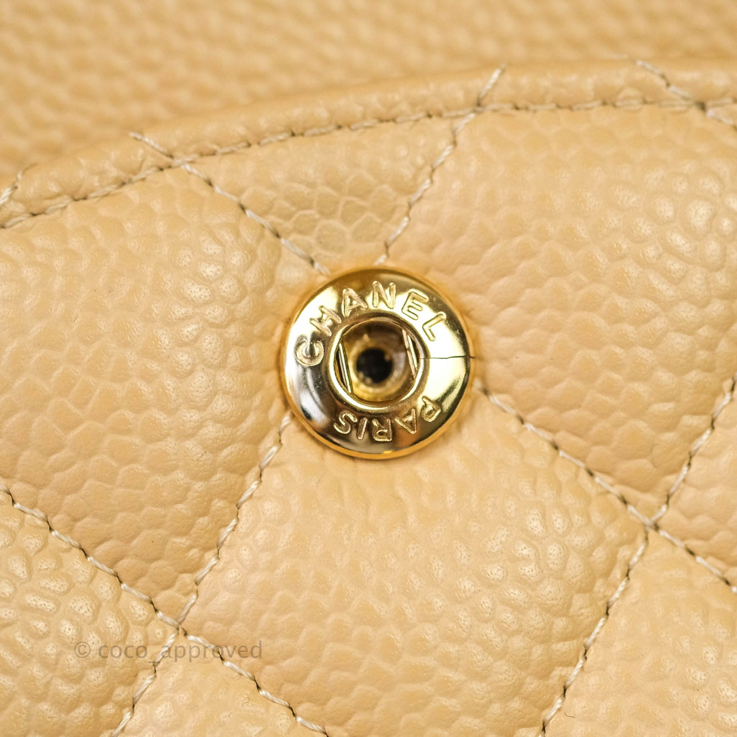 Chanel Classic M/L Medium Double Flap Beige Caviar Gold Hardware