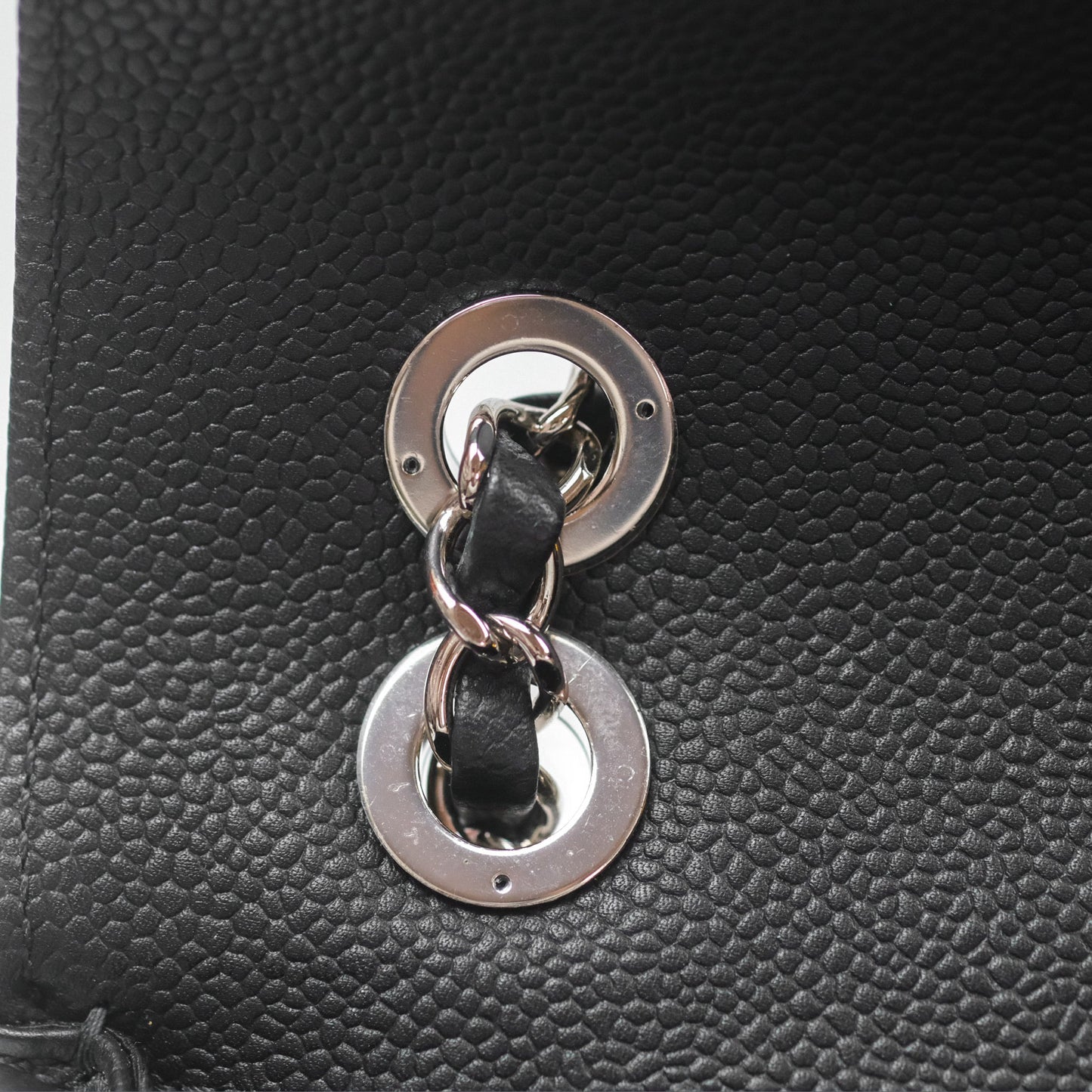 Chanel Chevron Flap Bag Black Caviar Silver Hardware