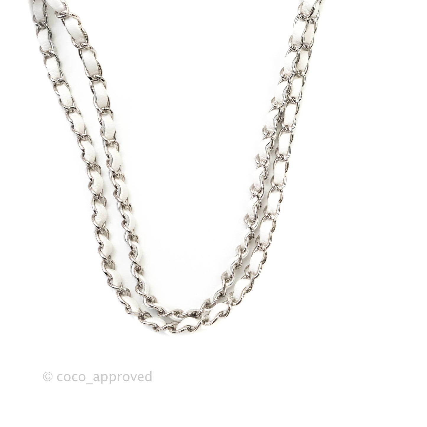 Chanel Quilted M/L Medium Double Flap White Caviar Silver Hardware