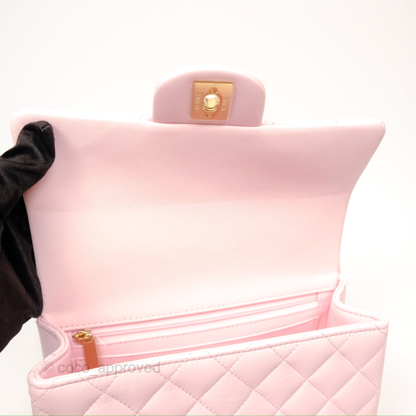 Chanel Top Handle Mini Rectangular Flap Bag Light Pink Lambskin Gold Hardware