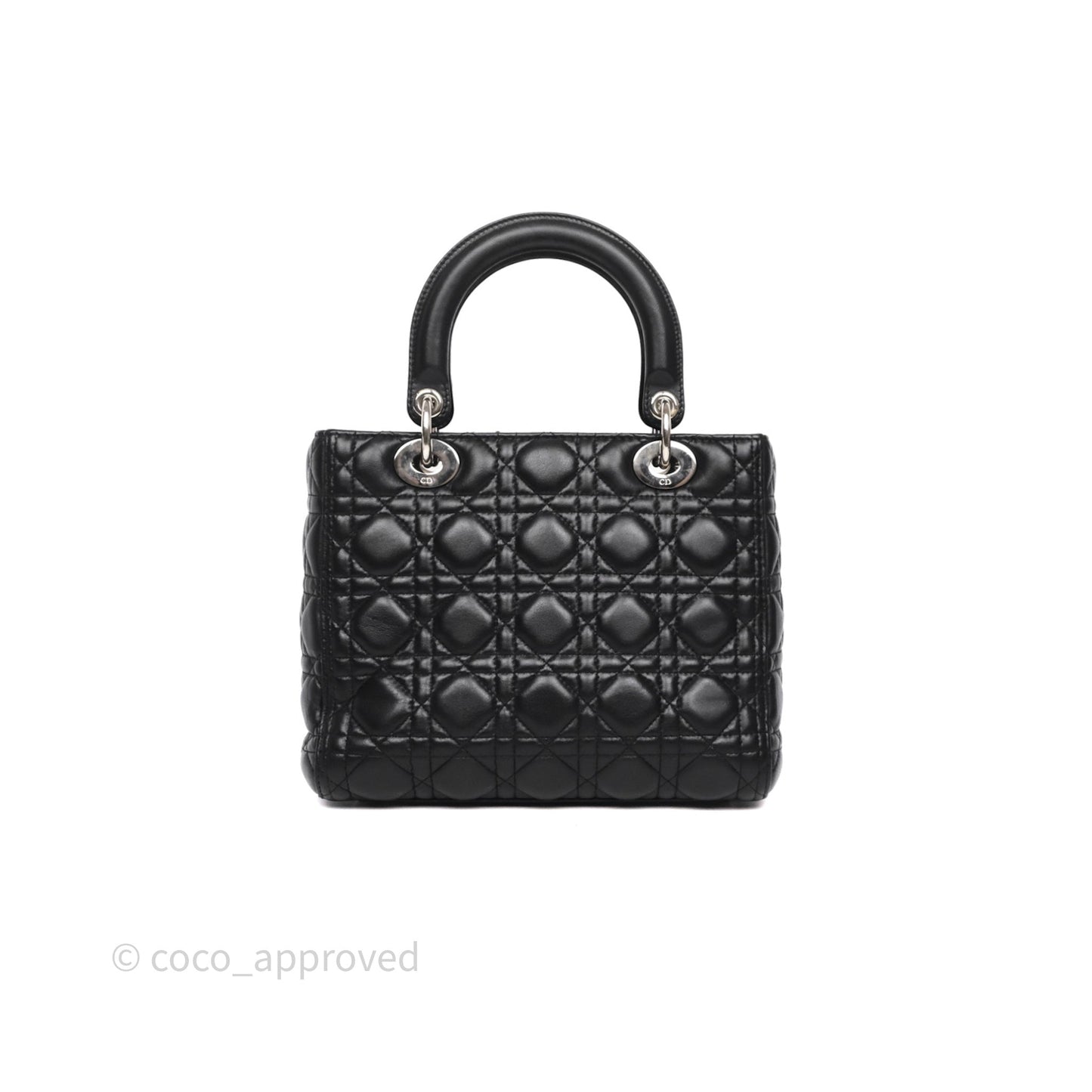 Christian Dior Medium Lady Dior Black Lambskin Silver Hardware
