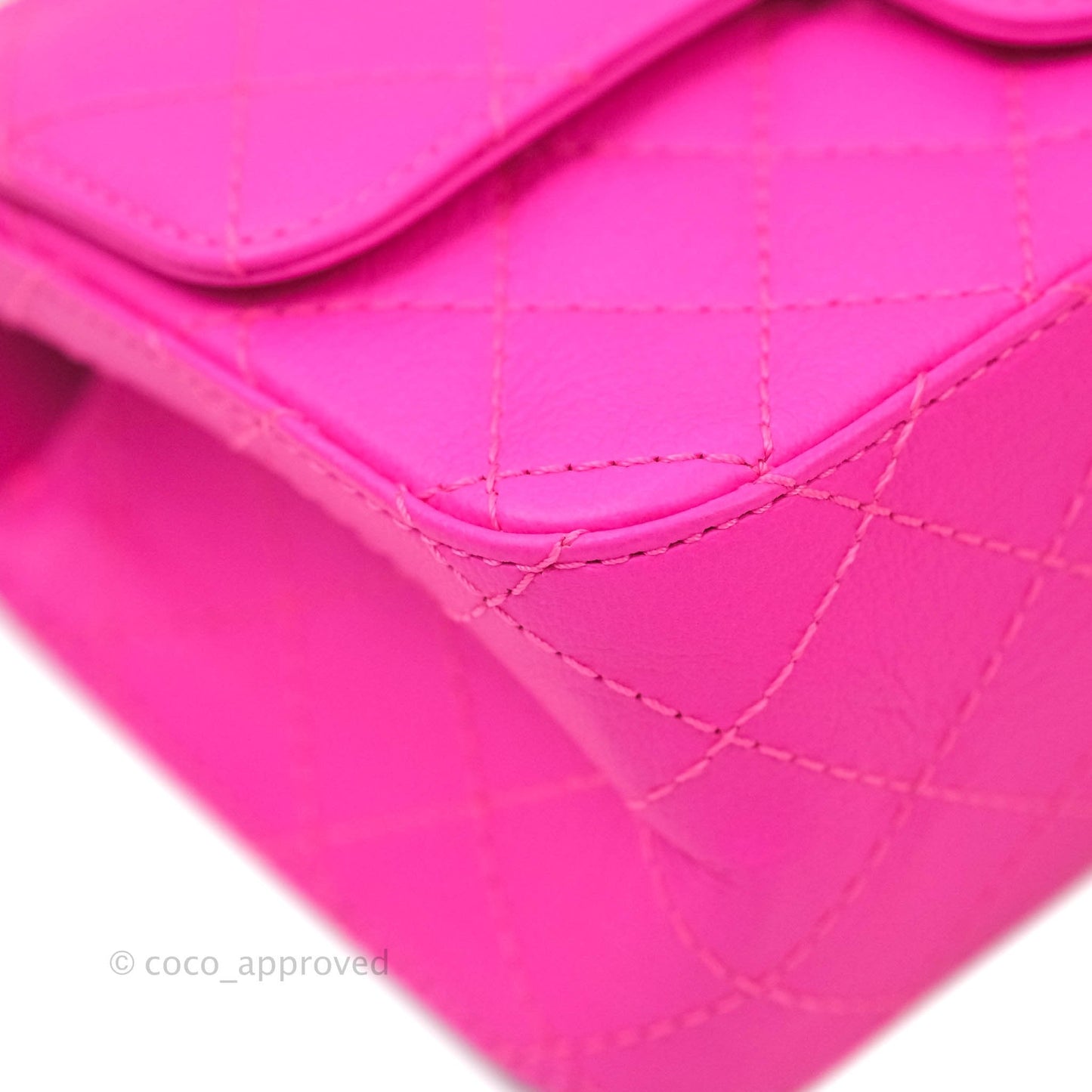 Chanel Mini Reissue 224 Fuchsia Neon Pink Goatskin Silver Hardware