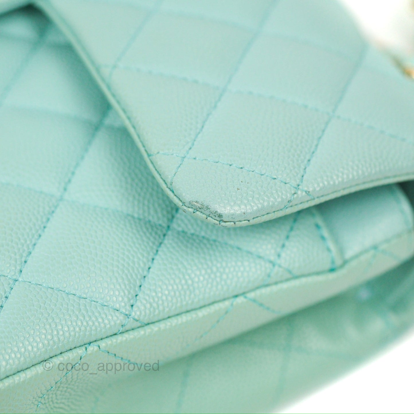 Chanel Small Classic Quilted Flap Tiffany Blue Caviar Gold Hardware 20C