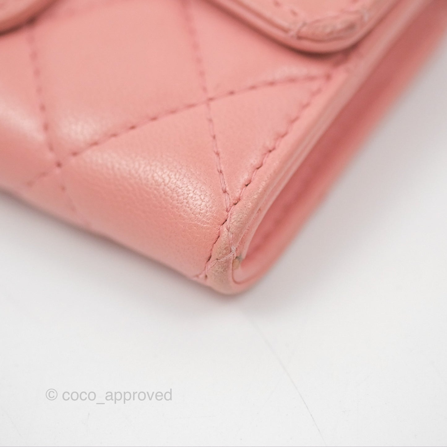 Chanel Quilted Flap Card Holder Pink Lambskin Gold Hardware