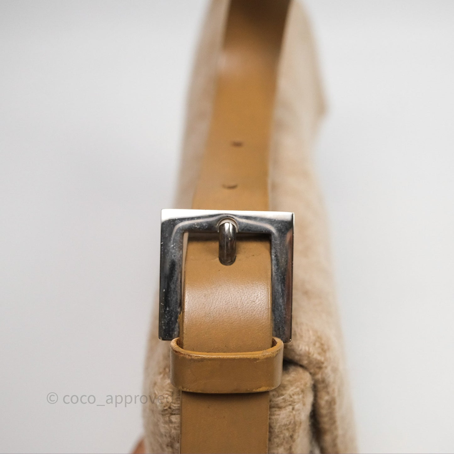 Fendi Vintage Baguette Shoulder Bag Wool Beige